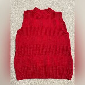 Gloria Vanderbilt 100% Cotton Knit Red Sleeveless Mockneck Vest